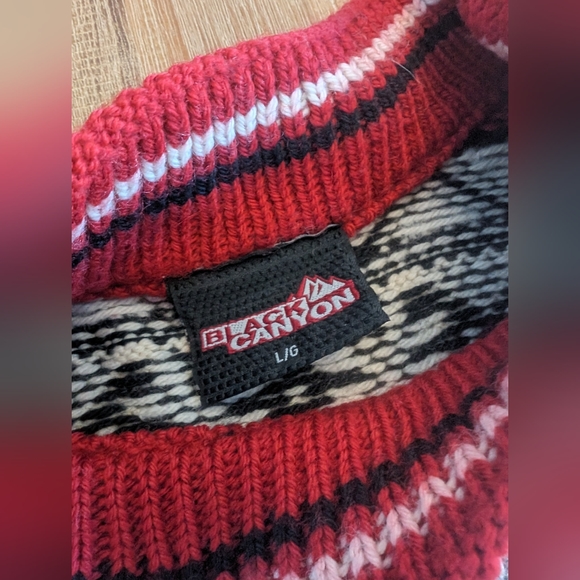 Black Canyon Canadian Wool Sweater L Nordic Boxy Ski Fair Isle Snowflake size L - Picture 12 of 12